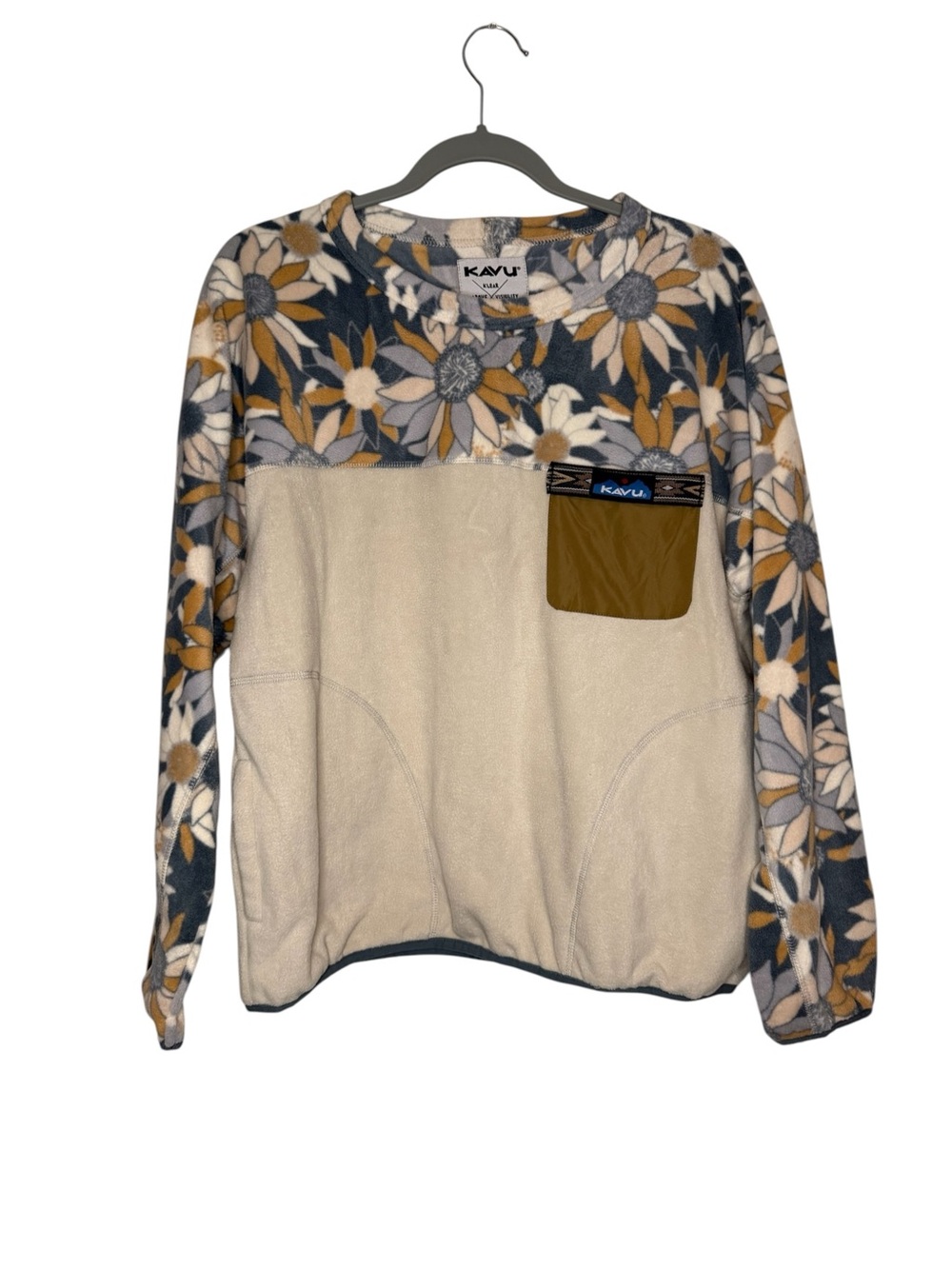 Kavu Kelowna Pullover Sweatshirt Floral Cream Size Small